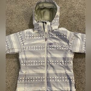 Helly Hansen purple and white logo jacket with removable hood